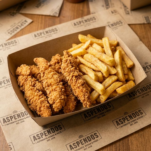 Fried Chicken Strips with Chips (6pcs)